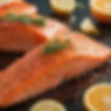 Fresh salmon fillet with vibrant glaze.