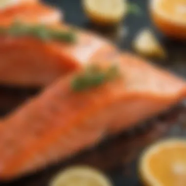 Vibrant Glaze on Fresh Salmon Fresh salmon fillet with vibrant glaze.