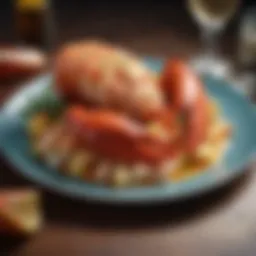 Lobster meat showcased on a plate