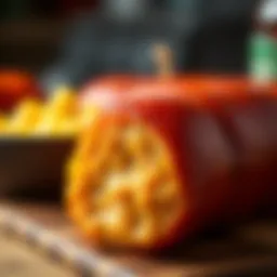 A close-up of Aidells Mango Chicken Sausage showcasing its juicy texture and vibrant color.