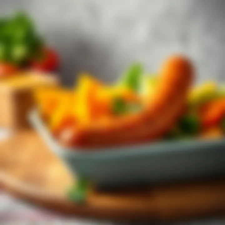 Fresh Ingredients with Aidells Mango Chicken Sausage A variety of fresh ingredients used alongside Aidells Mango Chicken Sausage for a vibrant meal.