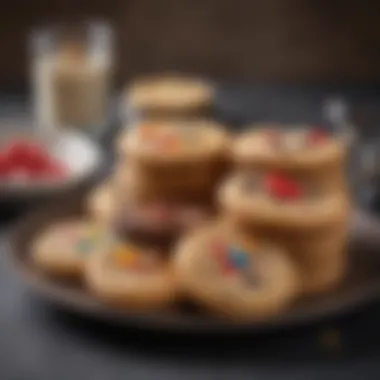 A beautifully plated cookie selection with toppings.