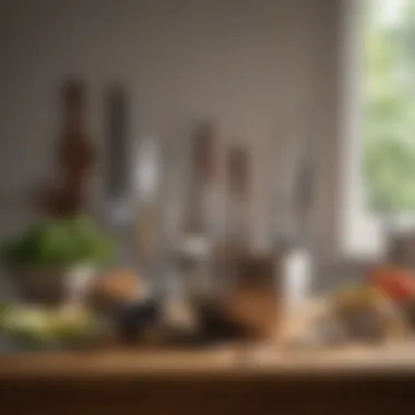 Culinary Tools for Crafting Amanda Skimmers An elegant kitchen setting showcasing traditional and modern culinary tools