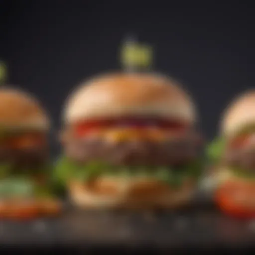 A close-up of the key ingredients of the Impossible Burger showcasing their vibrant colors and textures.