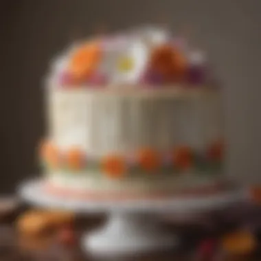 Elegant Birthday Cake Decoration A beautifully decorated birthday cake adorned with fresh flowers and intricate icing designs