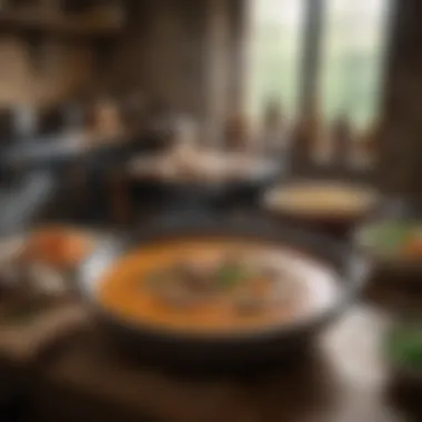 Traditional Soup-Making Techniques A rustic kitchen setting showcasing traditional soup-making techniques.