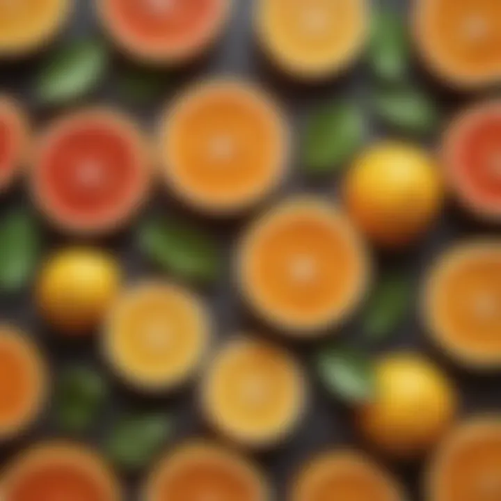 Fresh citrus fruits rich in vitamin C displayed elegantly