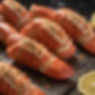 Elegant Presentation of Baked Lobster Tails Baked lobster tails garnished elegantly