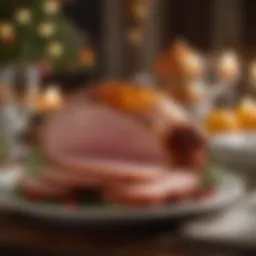 Elegant presentation of a glazed baked ham on a festive table