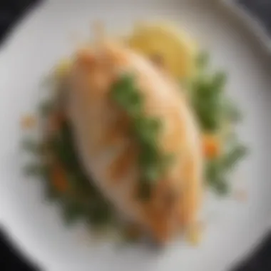 Garnished Baked Tilapia Fillet A beautifully baked tilapia fillet garnished with fresh herbs
