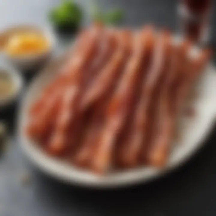 Crispy bacon strips served on a plate with sides