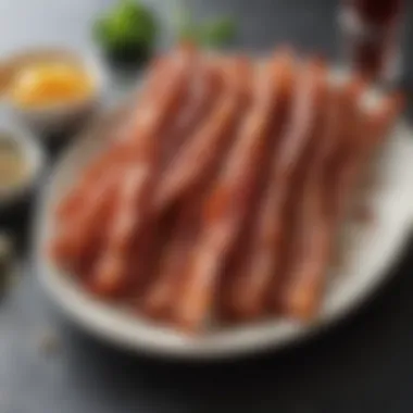 Deliciously Served Crispy Bacon Crispy bacon strips served on a plate with sides