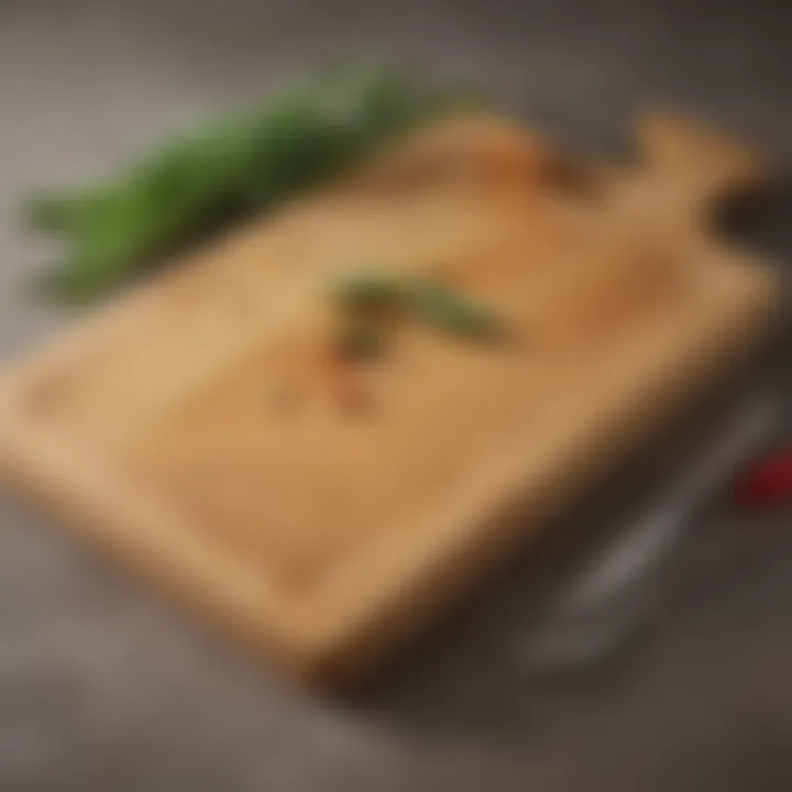 Close-up of bamboo cutting board showing its smooth surface