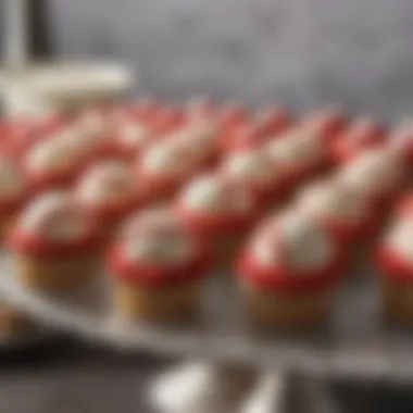 An inventive baseball-themed dessert table featuring cupcakes decorated like baseballs.