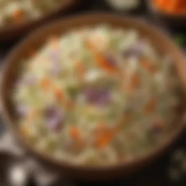 Freshly prepared coleslaw in a rustic bowl