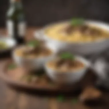 A warm plate of beef stroganoff served with noodles and parsley