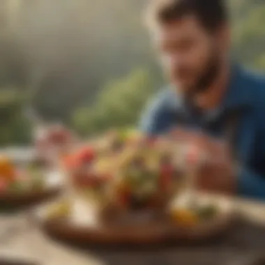 A refreshing fruit salad served in an outdoor setting