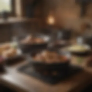 Versatility in Usage of Dutch Ovens Versatile cast iron Dutch oven positioned on a rustic kitchen countertop.