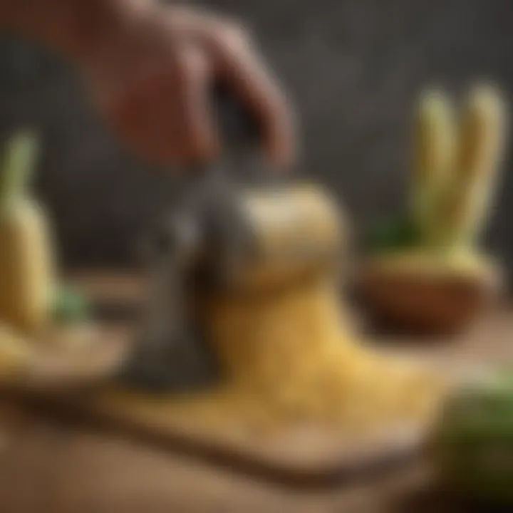 User-friendly corn peeler in action with fresh corn