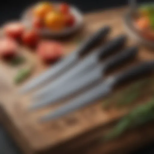 A premium kitchen knife set showcasing various styles and sizes of blades