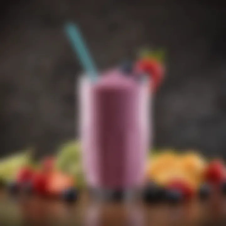 A delicious berry-infused protein shake with fresh fruits