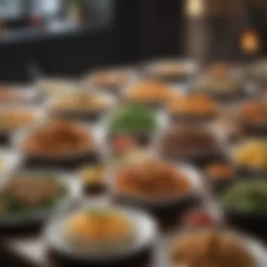 Diverse Cuisine Options An elegant setting showcasing various meal delivery options with an emphasis on diverse cuisines.