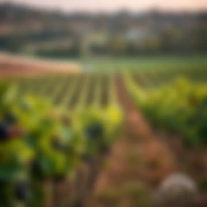 A picturesque vineyard landscape showcasing grape harvest