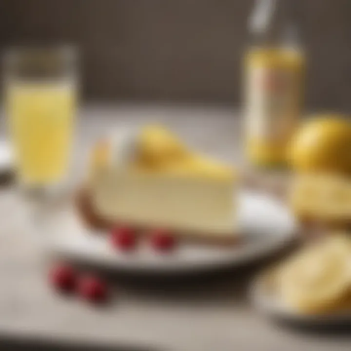 A refreshing beverage pairing alongside a slice of limoncello cheesecake