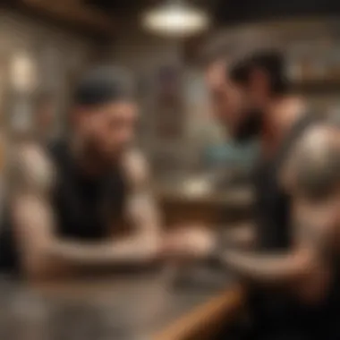 Conflict Resolution in the Tattoo Shop Illustration depicting a heated discussion within the tattoo shop