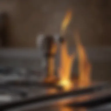 The flame emitted by the Bonjour cooking torch demonstrating its precision and control for culinary applications.