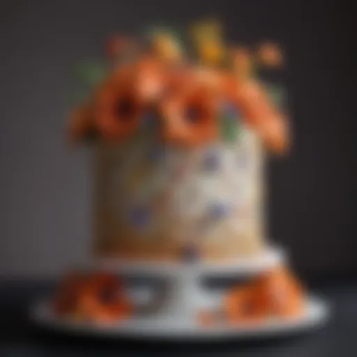 Exquisite cake adorned with intricate fondant flowers
