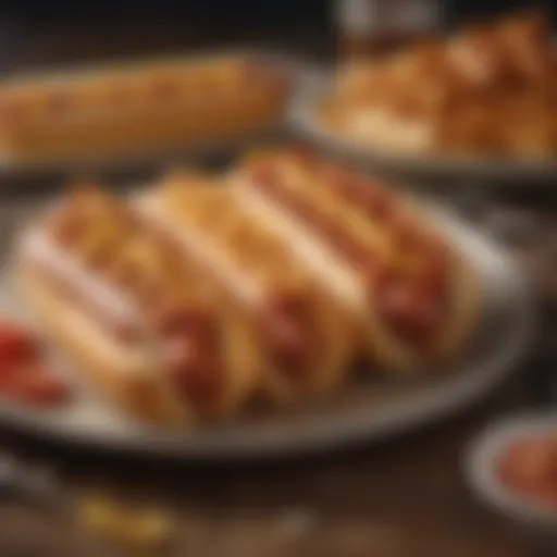 Detailed view of hot dogs on a plate