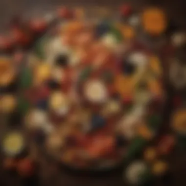 Artistic Display of Seasonal Ingredients Seasonal ingredients displayed artistically, showcasing freshness and quality