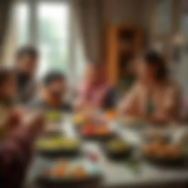 Connection and Joy: Family Celebrations of Nowruz Family gathered around a table celebrating Nowruz with joy