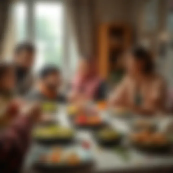 Connection and Joy: Family Celebrations of Nowruz Family gathered around a table celebrating Nowruz with joy