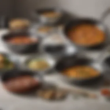 An array of PFOA-free non-stick pans in various sizes and designs.