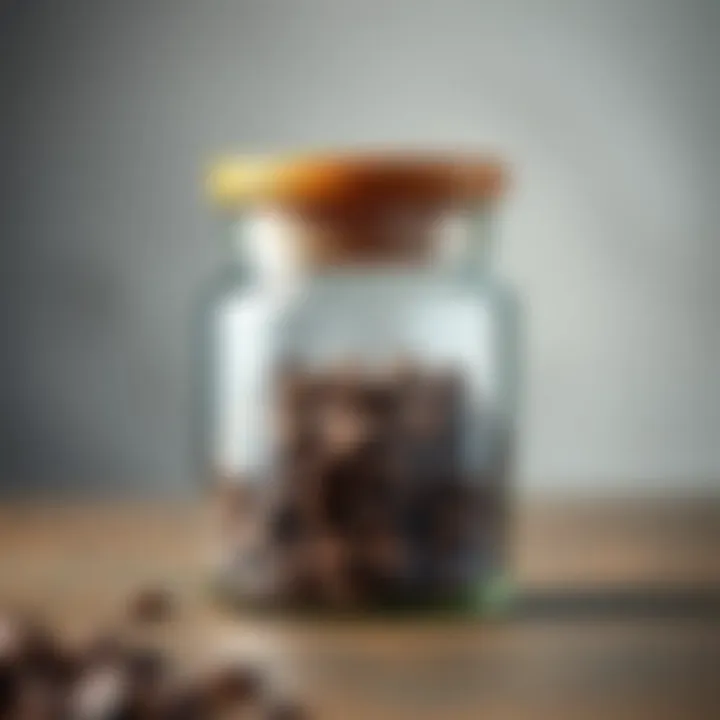 Glass Canister with Wooden Lid Glass coffee bean canister with a wooden lid for aesthetic appeal