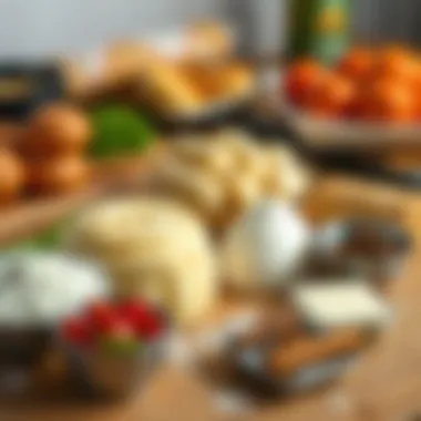 Ingredients laid out for making cinnamon rolls with frozen dough