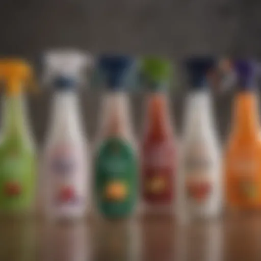 Diverse cleaning spray bottles showcasing various designs