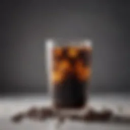 Chic glass of cold brew concentrate with coffee beans