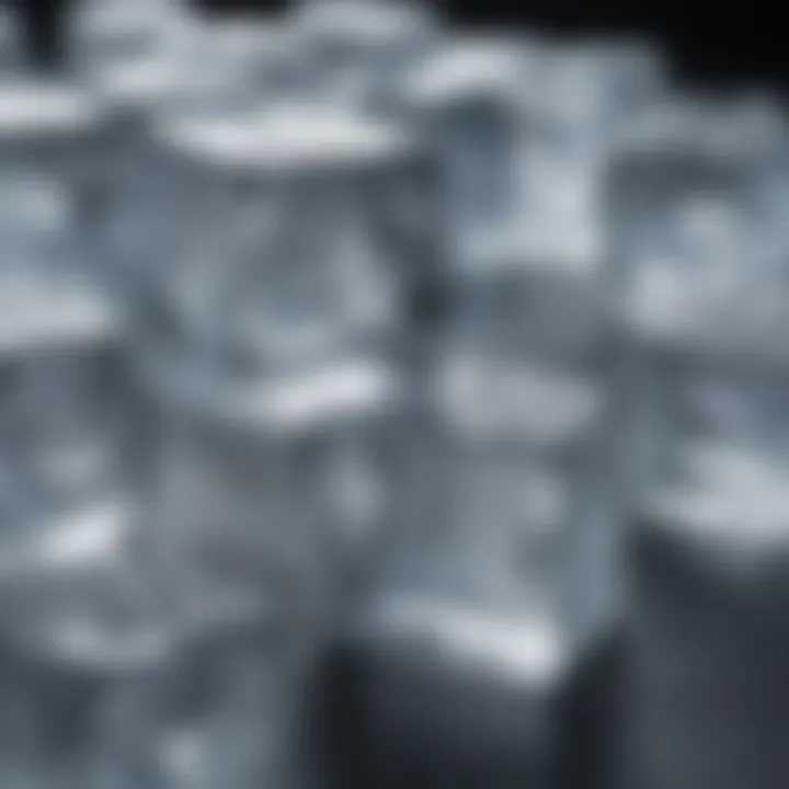 Close-up of ice cubes produced by a high-efficiency ice maker