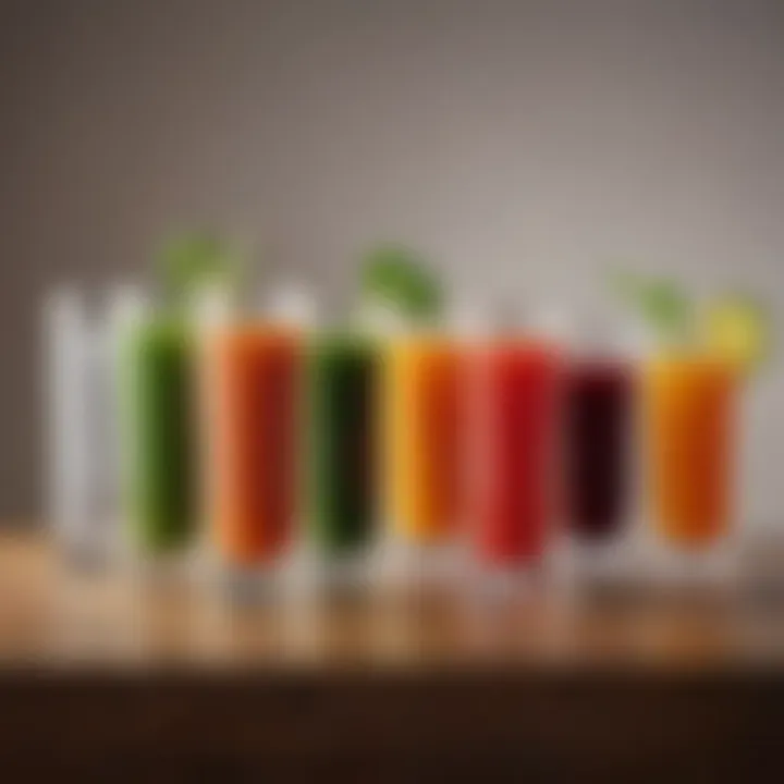 Juice glasses arranged to highlight functionality