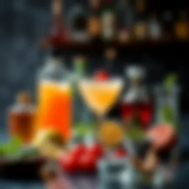 Artful Cocktail Ingredients Beautifully arranged cocktail ingredients and garnishes