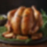 A perfectly roasted chicken garnished with herbs