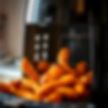 Air Fryer with Chicken Tenders Air fryer showcasing chicken tenders inside