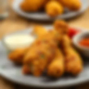 Plated Chicken Tenders with Dips Plate of perfectly cooked chicken tenders with dipping sauces
