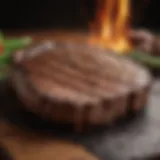 A perfectly broiled steak with grill marks showcasing its juiciness.