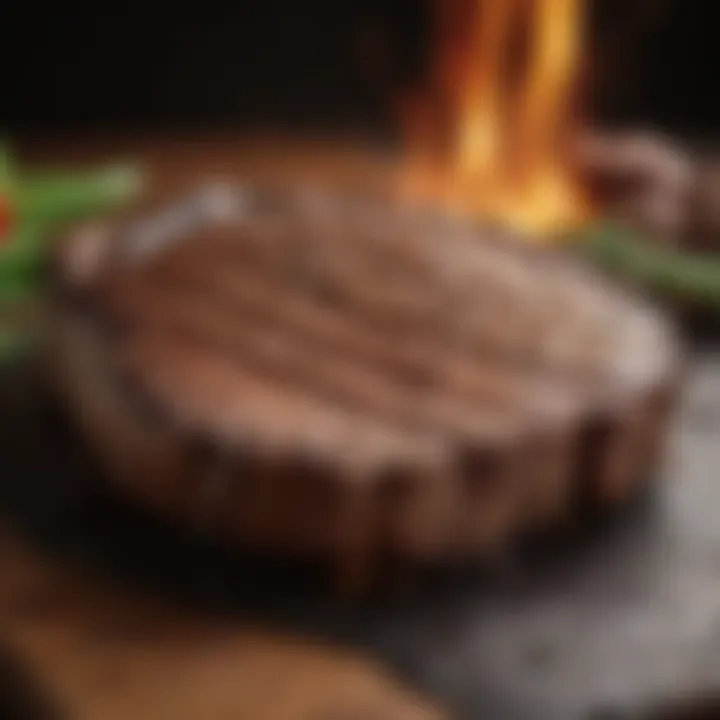 A perfectly broiled steak with grill marks showcasing its juiciness.