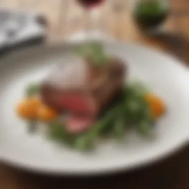 A beautifully plated steak garnished with fresh herbs and sides.