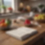 A beautifully organized cookbook open on a wooden table with notes and shopping lists.